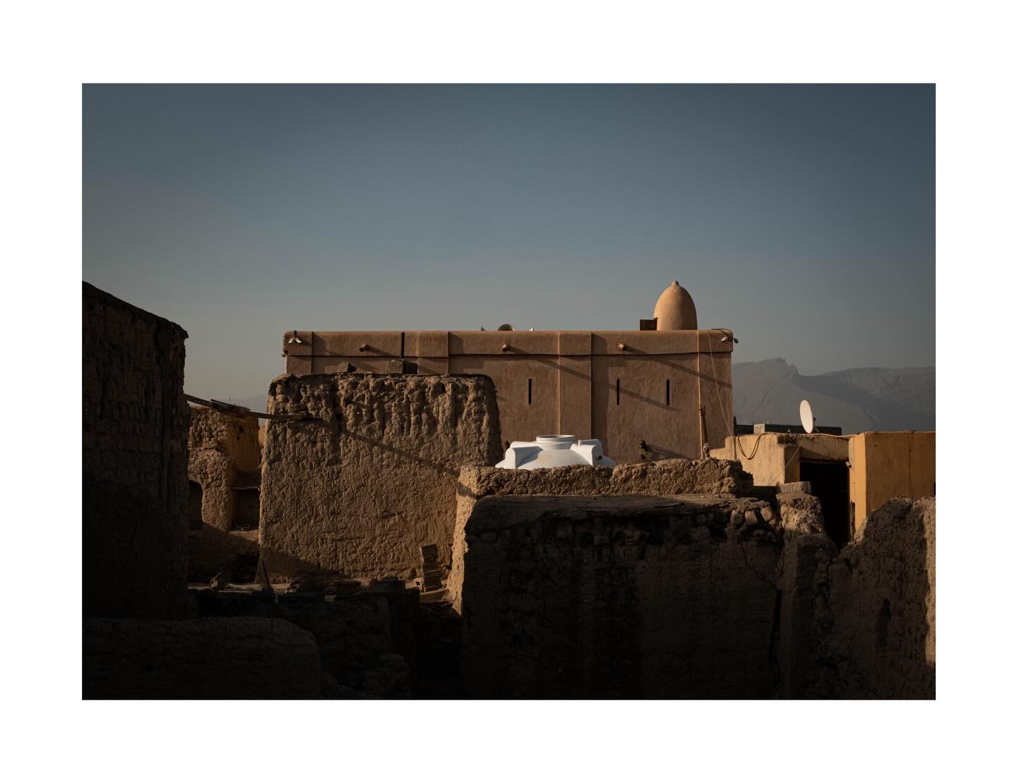 Old buildings in warm evening light